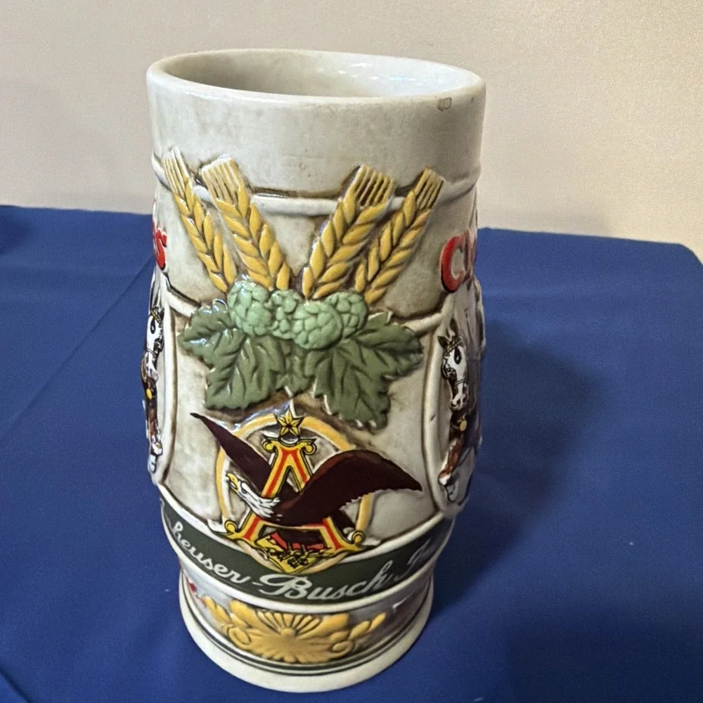 Vintage Anheuser Busch Budweiser Clydesdale Beer Stein Mug Ceramarte Brazil 1983